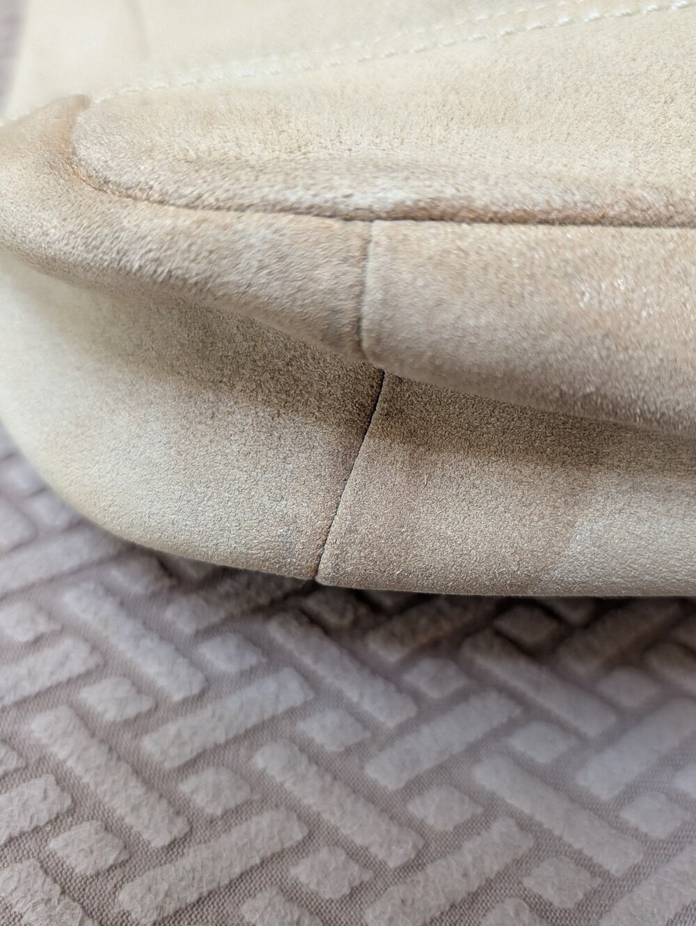 Coach Beige Suede Top Handle Bag with Leather Trim - Picture 6 of 12